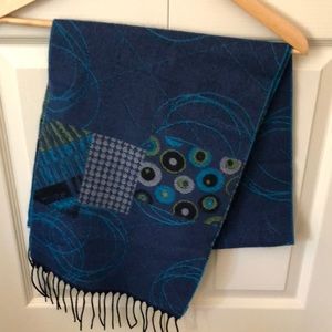 NWT Parsley and Sage navy with print fringed scarf